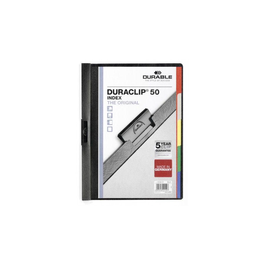 3443-DOSSIER CON CLIP ORIGINAL INDEX A4 CAPACIDAD 50H NEGRO DURABLE 2234-01 3443-DOSSIER CON CLIP ORIGINAL INDEX A4 CAPACIDAD 50H NEGRO DURABLE 2234-01
