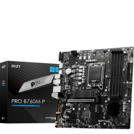 34593-PLACA MSI PRO B760M-P,INTEL,1700,B760,4DDR5,192GB,VGA+HDMI+DP,4SATA+2M.2,4USB3.2,GBLAN,MATX