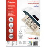 34816-PACK 500 FUNDAS PLASTIFICAR 125 MICRAS BRILLO A3 (303X426 MM) FELLOWES 100144250