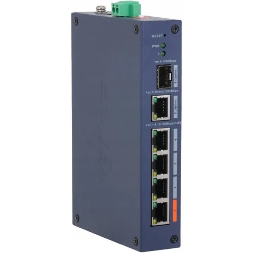 34916-(DH-CHS4106-4ET-60) DAHUA SWITCH INDUSTRIAL 6 PUERTOS CLOUD MANAGED GIGABIT, 4 PUERTOS POE, 60W, HI-POE, L2