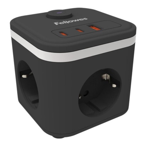 35082-CUBO MULTIENCHUFE 3 TOMAS + 2XUSB C + 1 USB A NEGRO FELLOWES 100137167