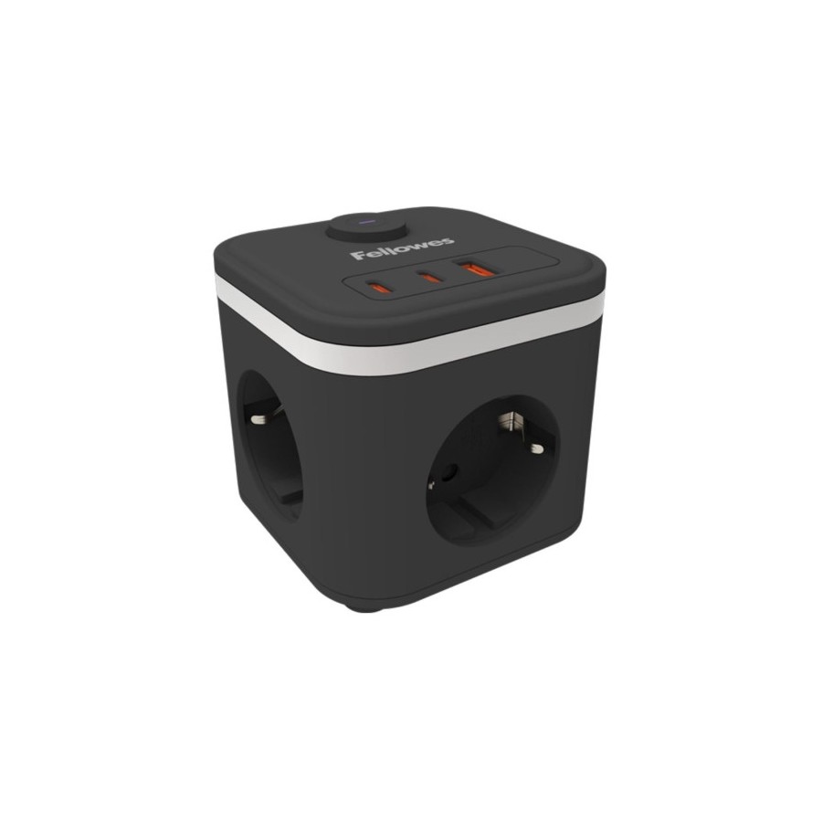 35082-CUBO MULTIENCHUFE 3 TOMAS + 2XUSB C + 1 USB A NEGRO FELLOWES 100137167
