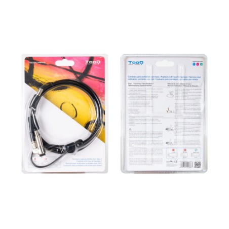 35600-TooQ Cable de Seguridad Tipo NANO con Llave para Portatiles 1.5 metros, Gris Oscuro