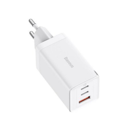 36010-BASEUS GAN5 PRO FAST CHARGER 2C+U 65W EU  WHITE (INCLUDE: BASEUS XIAOBAI SERIES FAST CHARGING CABLE TYPE-C  TO TYP