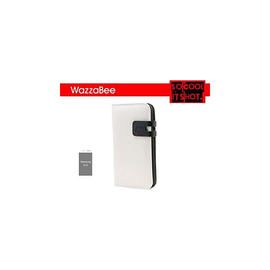 36061-FUNDA WAZZABEE PARA SAMSUNG S IV POLIPIEL, MARCO INT. PLASTICO,CIERRE MAGNETICO,BLANCO (WB-S4-WP-WH)