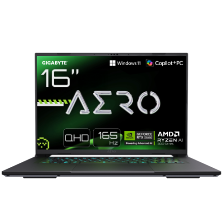 36214-GIGABYTE AERO X16 Portatil Gaming - Copilot+ PC, 16" QHD 165Hz, AMD Ryzen AI 7 HX 350, RTX 5070, 32 GB DDR5 5200MH