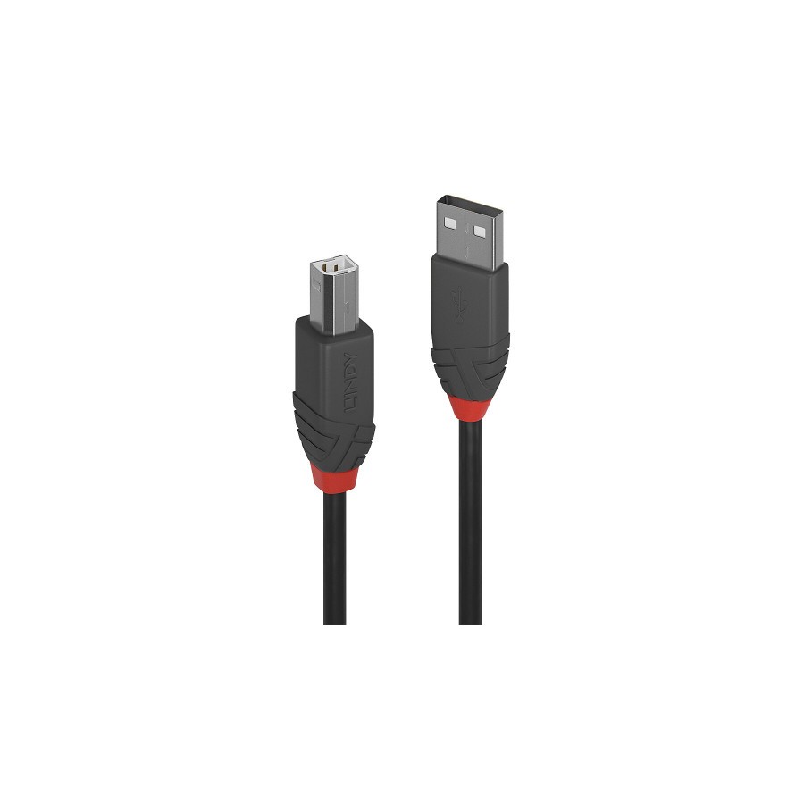 36497-Lindy 36670 cable USB USB 2.0 0,2 m USB A USB B Negro, Gris