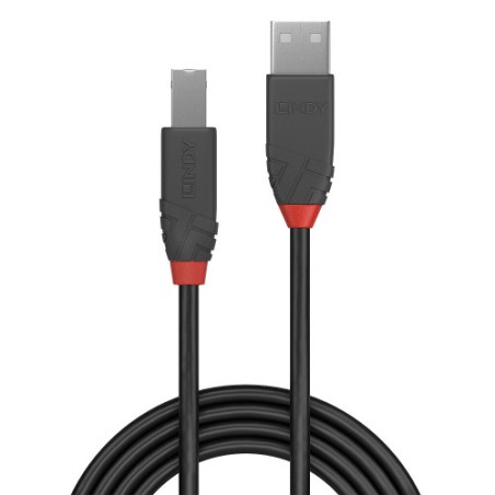 36512-Lindy 36677 cable USB USB 2.0 10 m USB A USB B Negro, Gris, Rojo