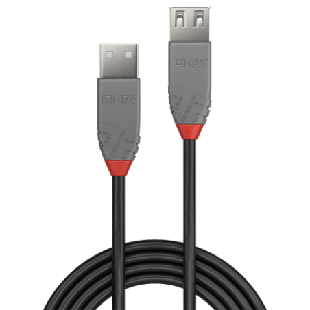 36538-Lindy 36701 cable USB USB 2.0 0,5 m USB A Negro, Gris