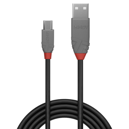 36580-Lindy 36734 cable USB USB 2.0 3 m USB A Micro-USB B Negro, Gris