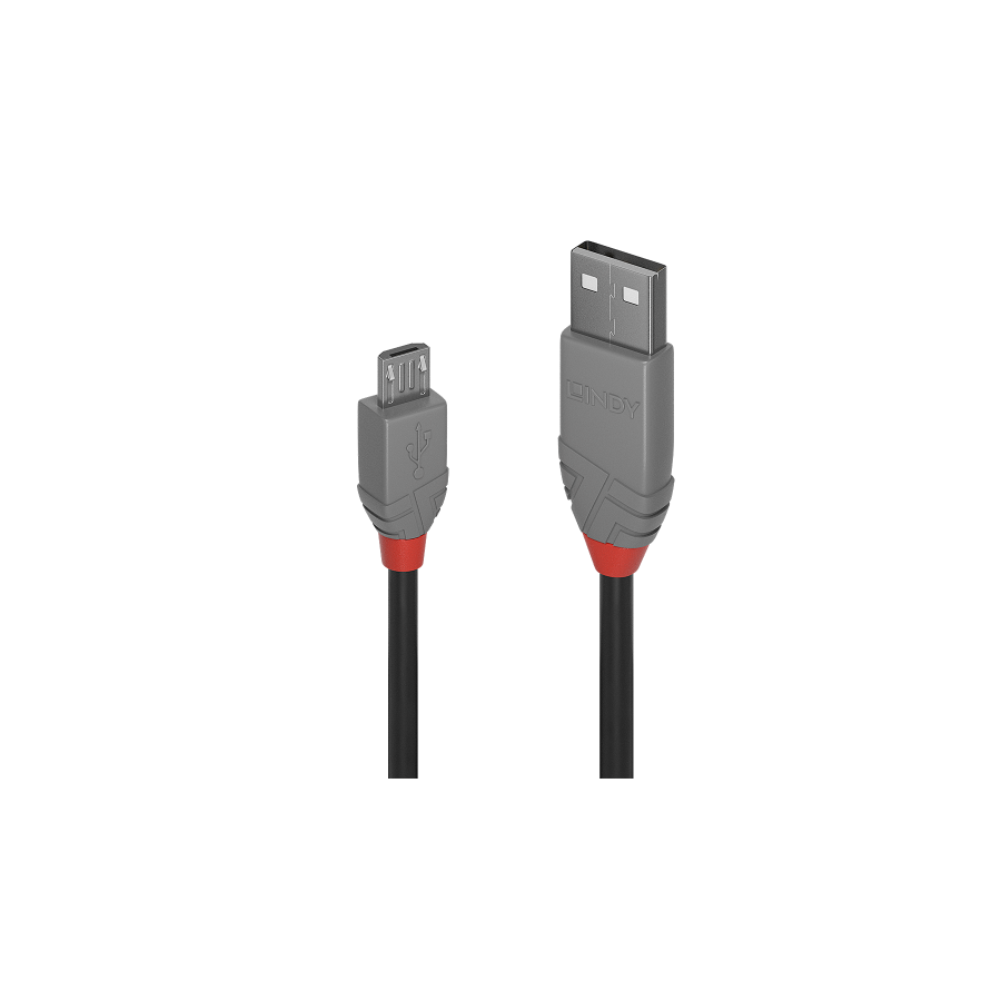 36581-Lindy 36735 cable USB USB 2.0 5 m USB A Micro-USB B Negro, Gris