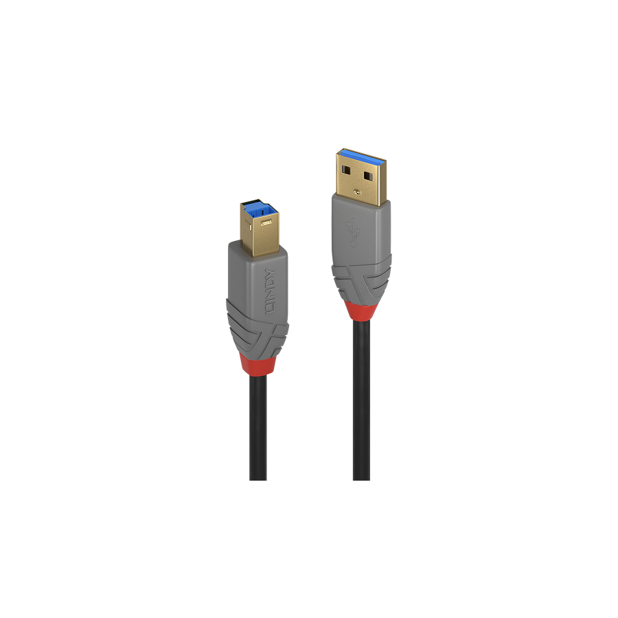 36587-Lindy 36742 cable USB USB 3.2 Gen 1 (3.1 Gen 1) 2 m USB A USB B Negro, Gris