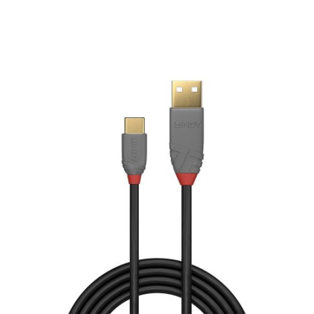 36638-Lindy 36885 cable USB USB 2.0 0,5 m USB A USB C Negro, Gris