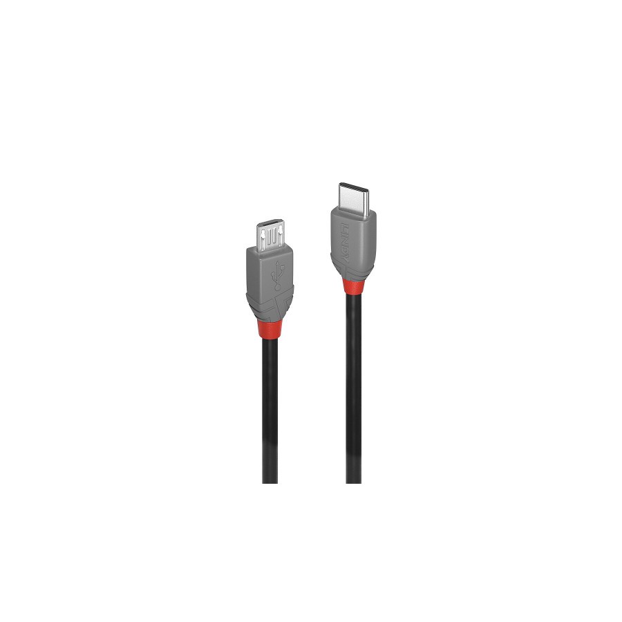 36647-Lindy 36891 cable USB USB 2.0 1 m USB C Micro-USB B Negro, Gris