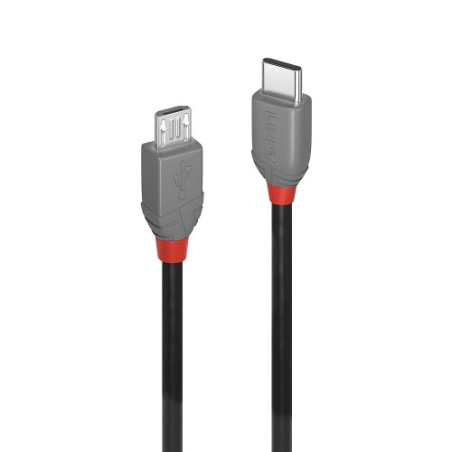 36647-Lindy 36891 cable USB USB 2.0 1 m USB C Micro-USB B Negro, Gris