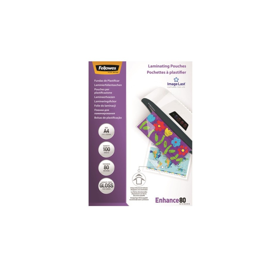 367-PACK 100 BOLSAS PLASTIFICACION 80 MICRAS A4 216X303 FELLOWES 5306114 367-PACK 100 BOLSAS PLASTIFICACION 80 MICRAS A4 216X303 FELLOWES 5306114