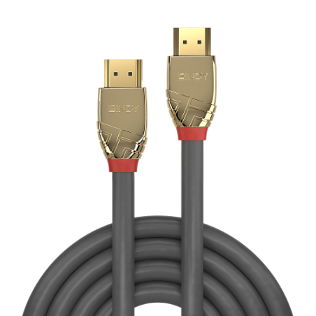 36784-Lindy 37866 cable HDMI 10 m HDMI tipo A (Estandar) Oro, Gris