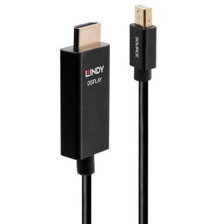 36894-Lindy 40923 adaptador de cable de video 3 m Mini DisplayPort HDMI tipo A (Estandar) Negro
