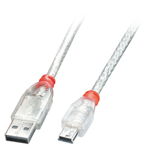 36977-Lindy 41784 cable USB USB 2.0 3 m USB A Mini-USB B Transparente