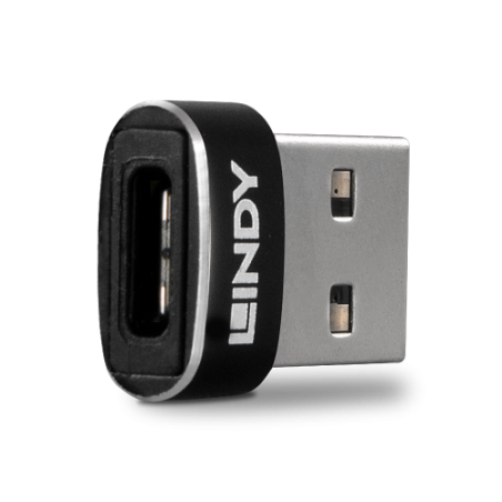 36980-Lindy 41884 cambiador de genero para cable USB Type-A USB Type-C Negro