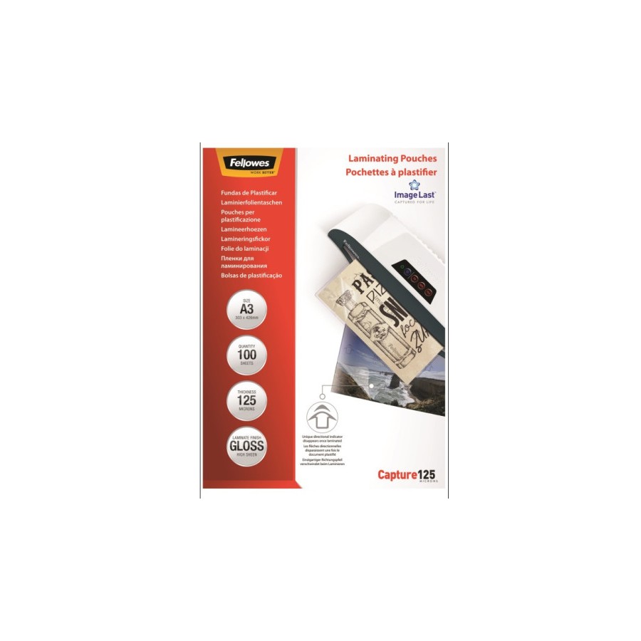 370-PACK 100 BOLSAS PLASTIFICACION 125 MICRAS A3 303X426 FELLOWES 5307506