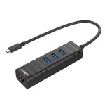 37012-Lindy 43249 hub de interfaz USB 3.2 Gen 1 (3.1 Gen 1) Type-C 5000 Mbit/s Negro