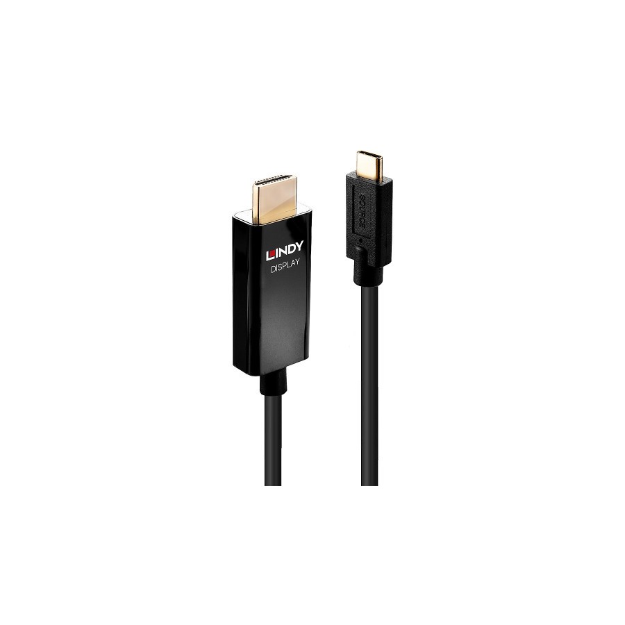 37017-Lindy 43292 adaptador de cable de video 2 m USB Tipo C HDMI tipo A (Estandar) Negro