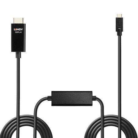 37030-Lindy 43317 adaptador de cable de video 10 m USB Tipo C HDMI tipo A (Estandar) Negro