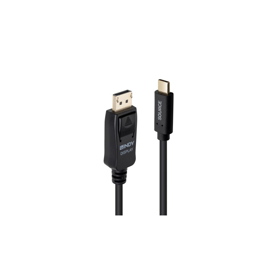 37041-Lindy 43500 adaptador de cable de video 1 m USB Tipo C DisplayPort Negro