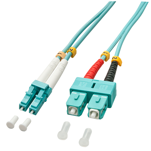37177-Lindy 2.0m OM3 LC - SC Duplex Cable de fibra optica e InfiniBand 2 m Turquesa