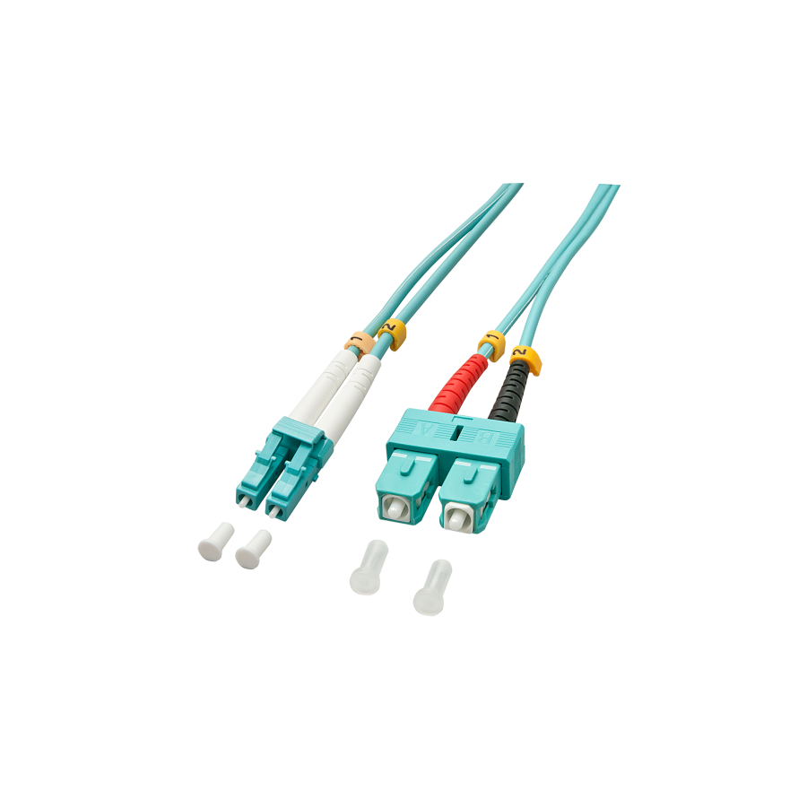 37181-Lindy 15m OM3 LC - SC Duplex Cable de fibra optica e InfiniBand Turquesa