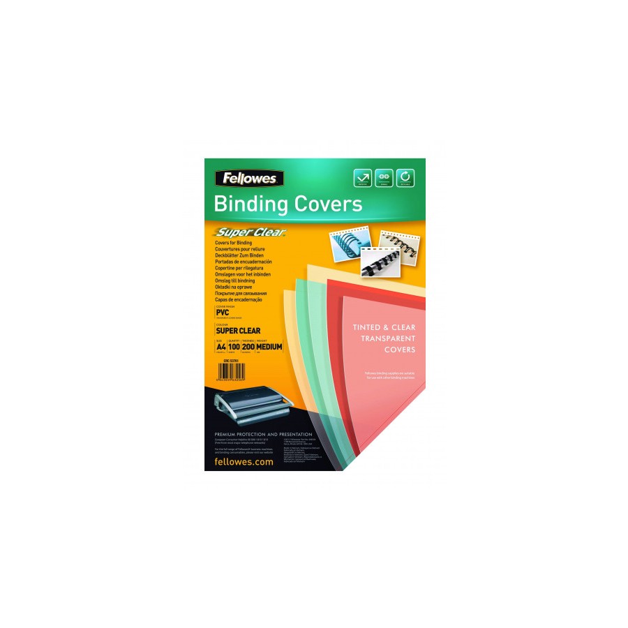 380-PACK 100 PORTADAS PVC TRANSPARENTE CRISTAL 150 MICRAS A4 FELLOWES 5376001 380-PACK 100 PORTADAS PVC TRANSPARENTE CRISTAL 150 MICRAS A4 FELLOWES 5376001