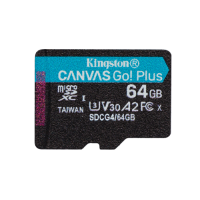 Kingston Technology 64GB microSDXC Canvas Go Plus Gen4 200R A2 U3 Paquete individual sin ADP