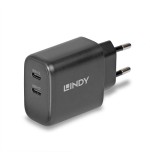 38357-Lindy 73438 cargador de dispositivo movil Universal Negro Corriente alterna Carga rapida Interior