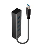 38494-Lindy 43324 hub de interfaz USB 3.2 Gen 1 (3.1 Gen 1) Type-A 5000 Mbit/s Negro