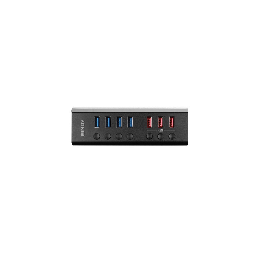 38500-Lindy 43371 hub de interfaz USB 3.2 Gen 1 (3.1 Gen 1) Type-B 5000 Mbit/s Negro