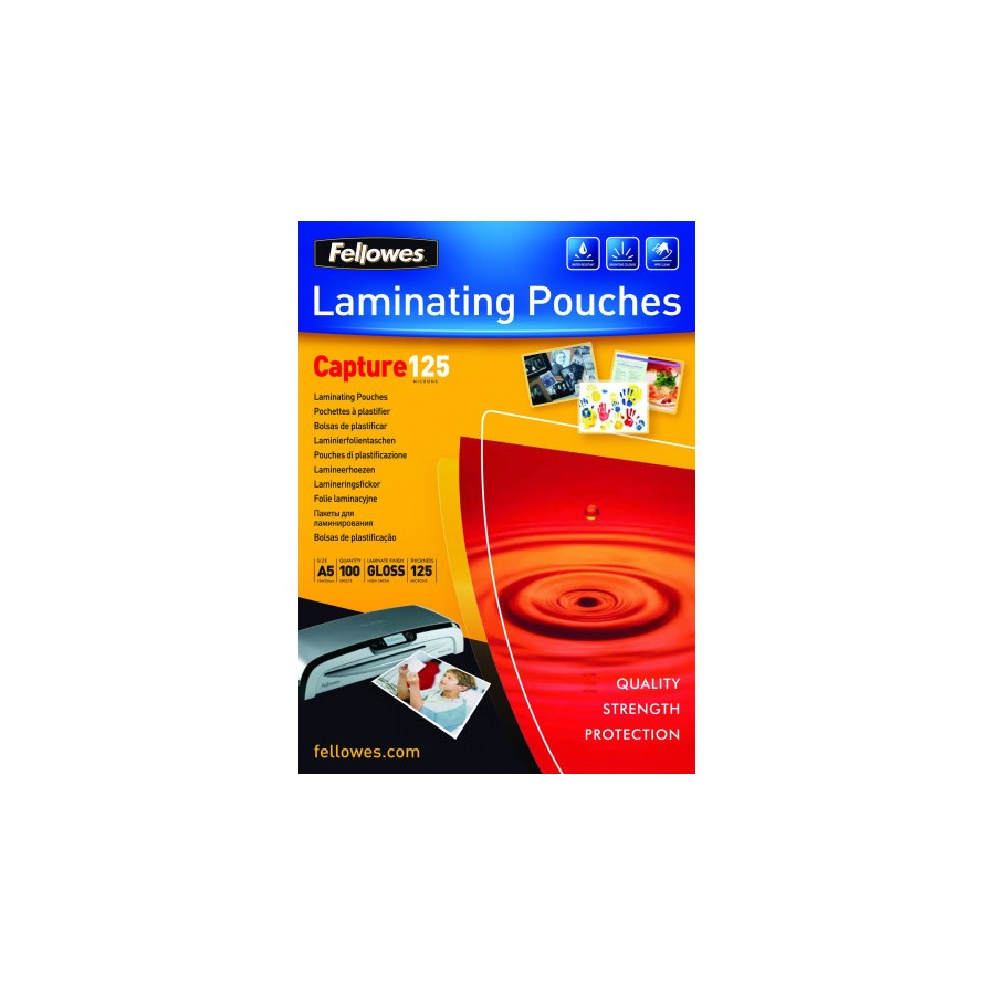 386-PACK 100 BOLSAS PLASTIFICACION 154X216 125 MICRAS A5 FELLOWES 5307302 386-PACK 100 BOLSAS PLASTIFICACION 154X216 125 MICRAS A5 FELLOWES 5307302