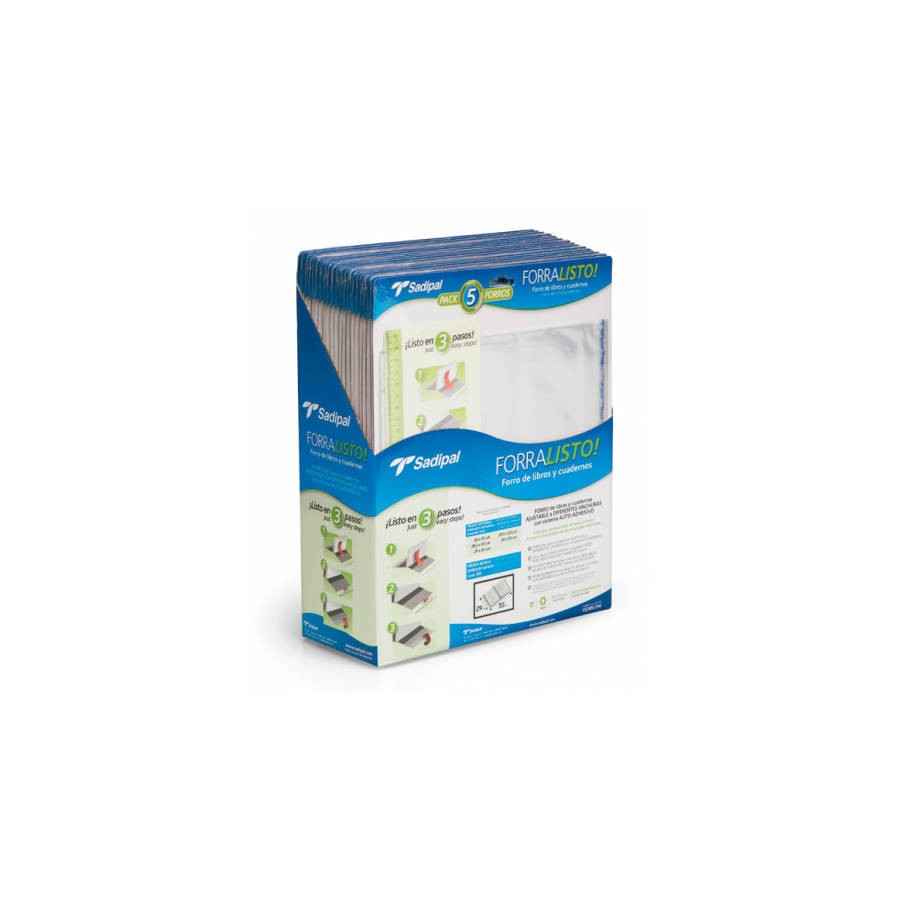3864-BLISTER 5 FUNDAS DE FORRO CON 2 SOLAPAS AJUSTABLES 28 CM SADIPAL 02207 3864-BLISTER 5 FUNDAS DE FORRO CON 2 SOLAPAS AJUSTABLES 28 CM SADIPAL 02207
