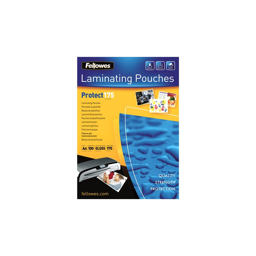 387-PACK 100 BOLSAS PLASTIFICACION 216X303 175 MICRAS A4 FELLOWES 5308703
