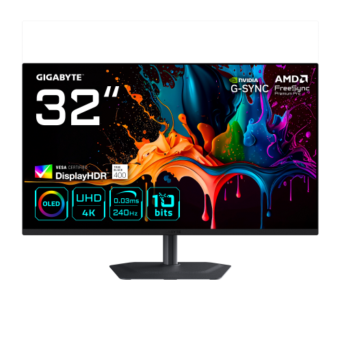 38728-MONITOR GIGABYTE 32" MO32U2,3840X2160 (OLED UHD),0.18PP,1000:0,03MS,165HZ,2HDMI+1DP+3USB3.2+USB TYPE C,ALTAVOCES