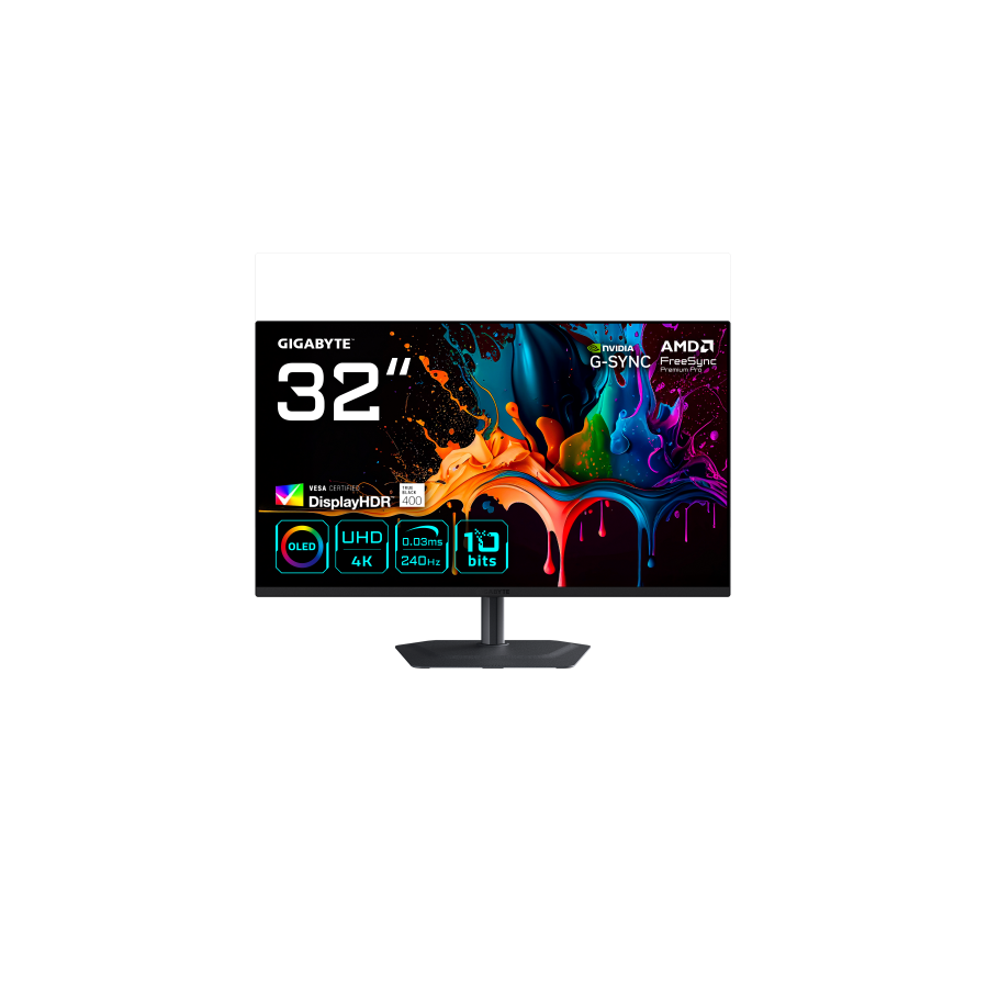 38728-MONITOR GIGABYTE 32" MO32U2,3840X2160 (OLED UHD),0.18PP,1000:0,03MS,165HZ,2HDMI+1DP+3USB3.2+USB TYPE C,ALTAVOCES