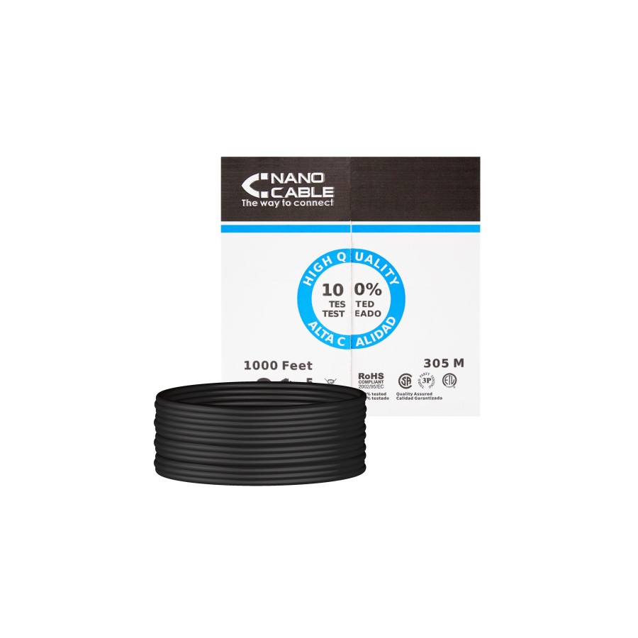 38874-Nanocable 10.20.0504-EXT-BK cable de red Negro 305 m Cat6 U/UTP (UTP)