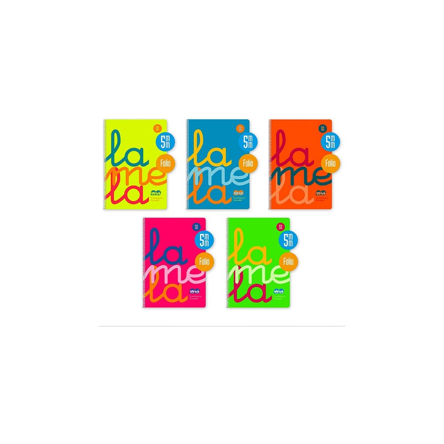 3898-CUADERNO FOLIO PLASTIC RAYADO 5 MM 80 HOJAS 90 GRS COLORES SURTIDOS LAMELA 7FTP005S 3898-CUADERNO FOLIO PLASTIC RAYADO 5 MM 80 HOJAS 90 GRS COLORES SURTIDOS LAMELA 7FTP005S