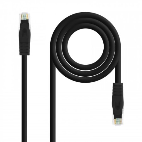 39163-Nanocable Cable de red latiguillo RJ45 LSZH Cat.6A UTP AWG24, Negro, 0.5m