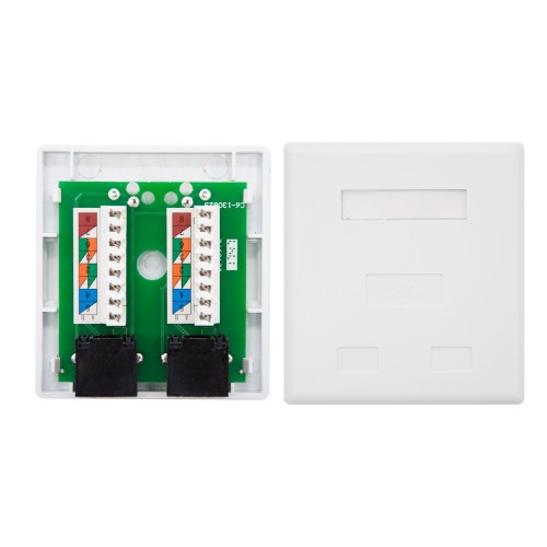 39275-Nanocable ROSETA DE SUPERFICIE PARA RJ45 CAT.6 2 TOMAS, BLANCO