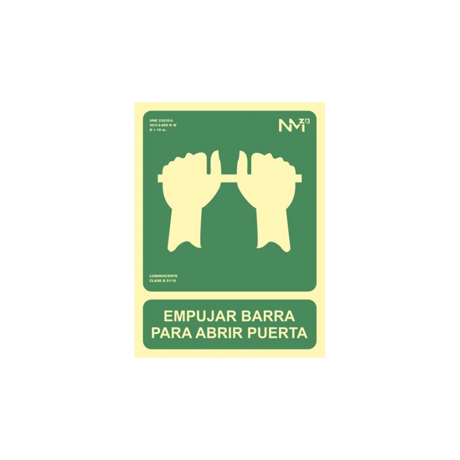 3930-SENAL "EMPUJAR BARRA PARA ABRIR PUERTA" 224X300 PVC VERDE ARCHIVO 2000 6170-01H VE 3930-SENAL "EMPUJAR BARRA PARA ABRIR PUERTA" 224X300 PVC VERDE ARCHIVO 2000 6170-01H VE