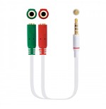 39321-Nanocable Cable adaptador Audio Jack 3.5/M 4pines - 2xJack 3.5/H 3pines, blanco, 20 cm