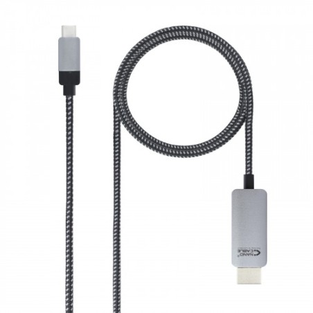 39323-Nanocable 10.15.5102 adaptador de cable de video 1,8 m USB Tipo C HDMI Aluminio, Negro