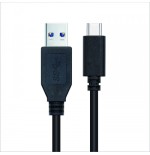 39334-Nanocable 3.1 Gen2 10Gbps 3A, tipo USB-C/M-A/M, negro, 1.5 m