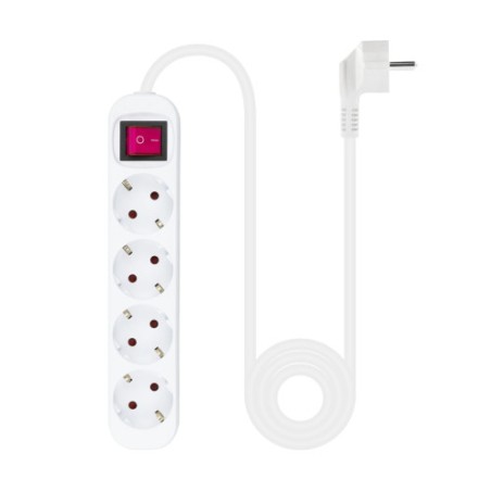 39342-Nanocable Regleta de enchufes de 4 tomas con interruptor, 1.4 metros Blanca